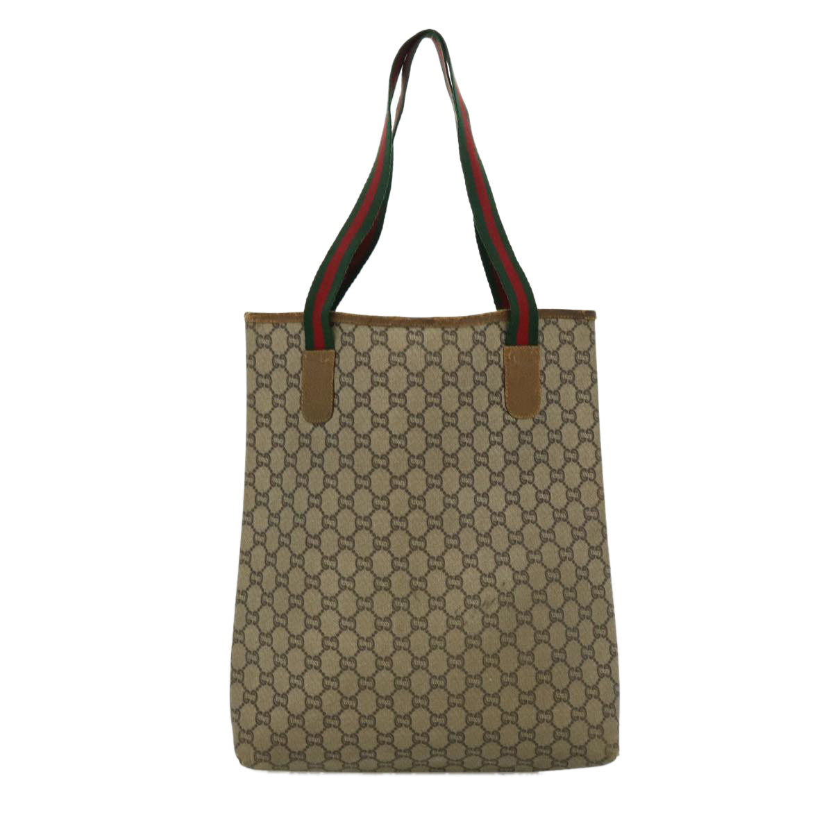 GUCCI GG Plus Canvas Tote Bag PVC Leather Beige Auth rd3380 - 0