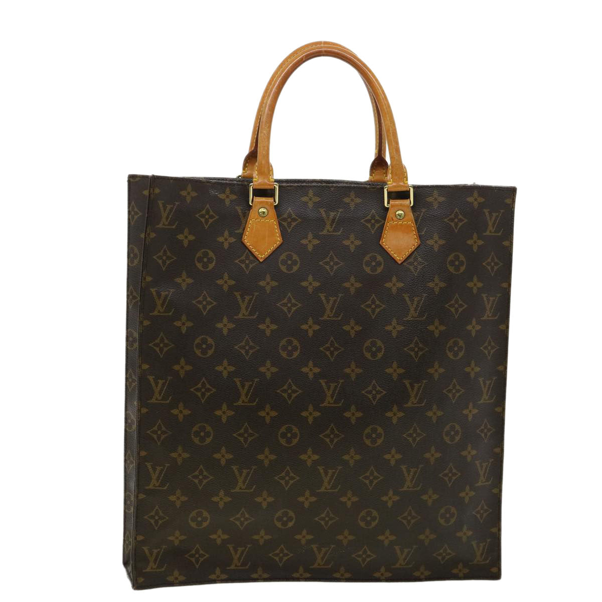 LOUIS VUITTON Monogram Sac Plat Hand Bag M51140 LV Auth rd3421