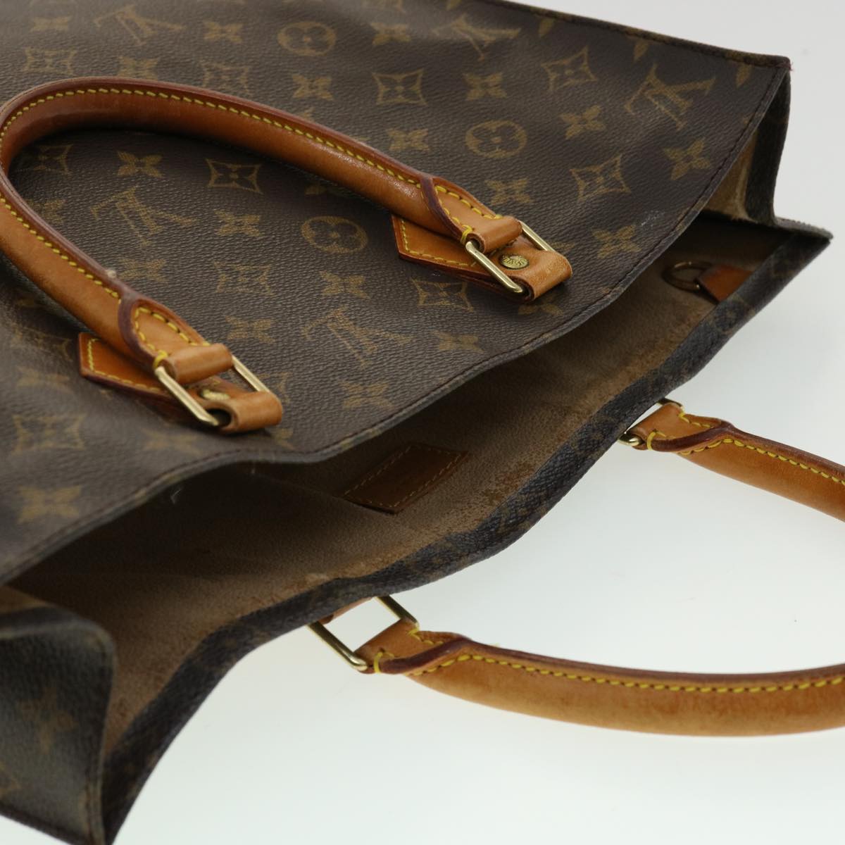 LOUIS VUITTON Monogram Sac Plat Hand Bag M51140 LV Auth rd3421