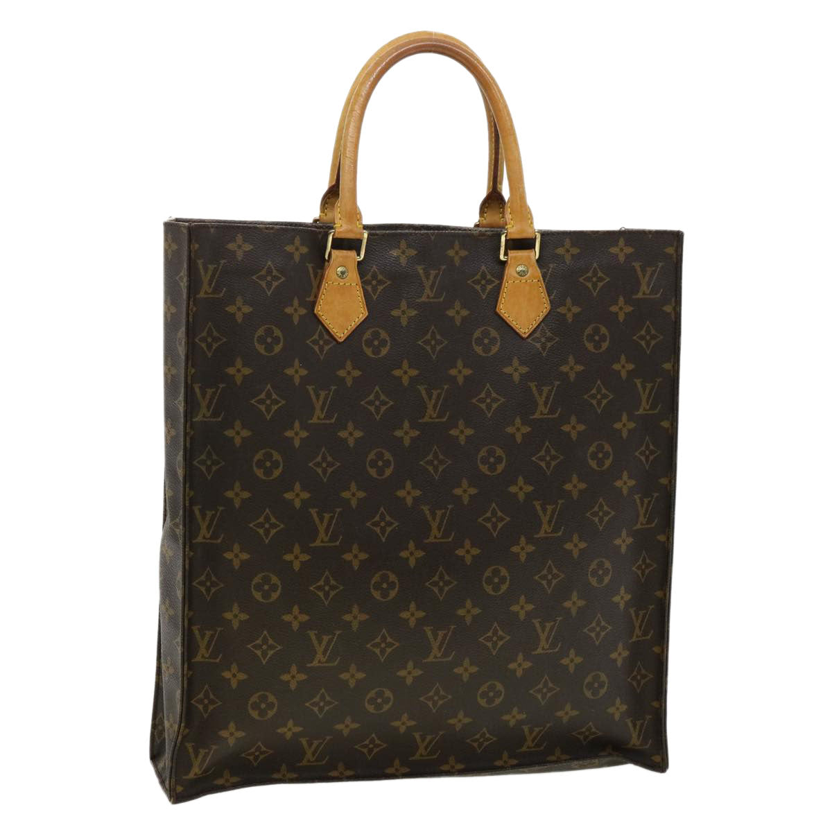 LOUIS VUITTON Monogram Sac Plat Hand Bag M51140 LV Auth rd3456