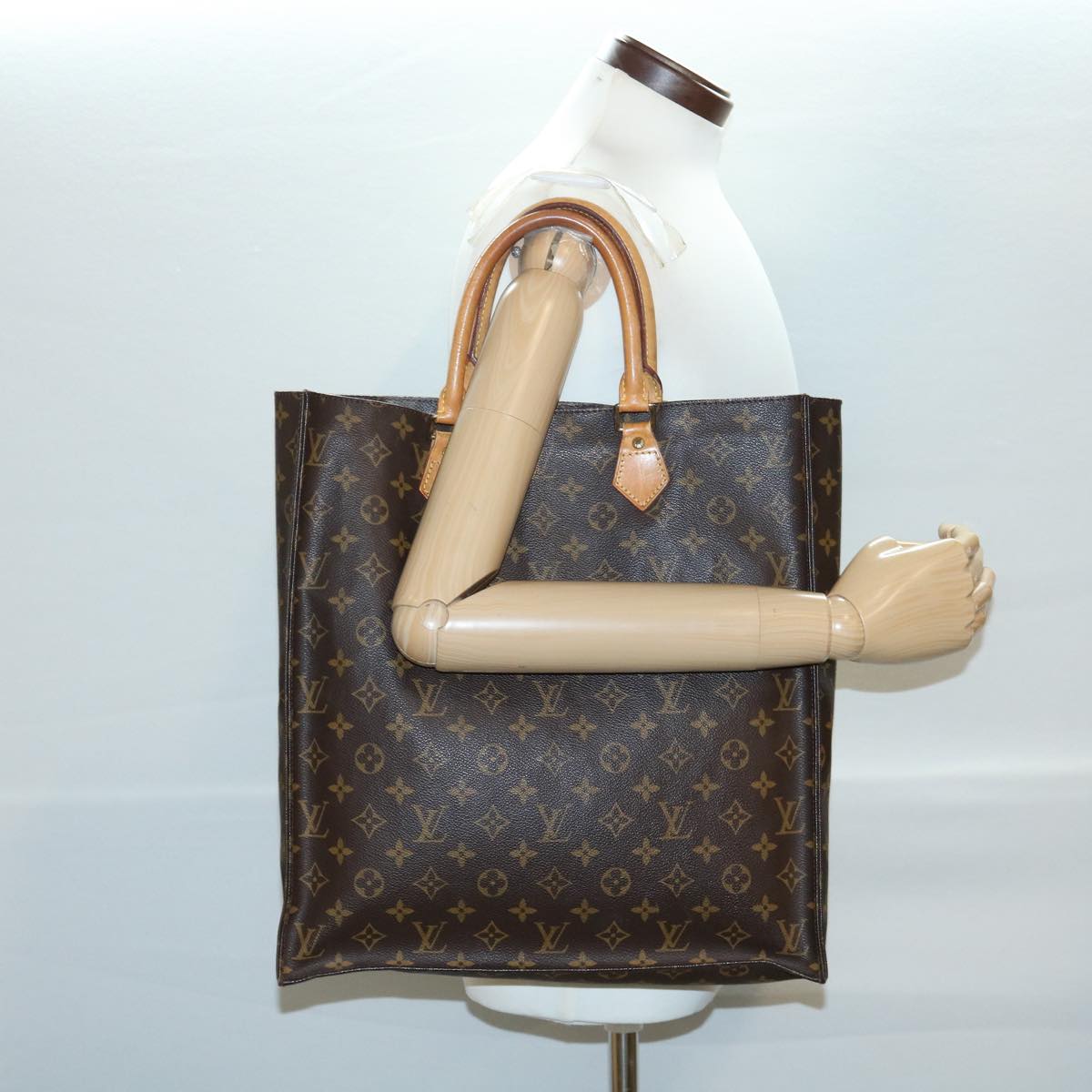 LOUIS VUITTON Monogram Sac Plat Hand Bag M51140 LV Auth rd3456