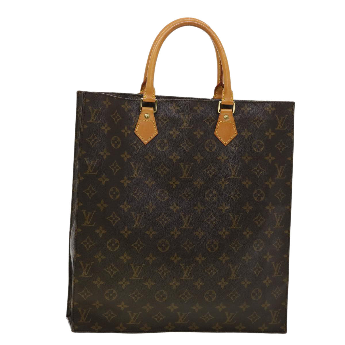 LOUIS VUITTON Monogram Sac Plat Hand Bag M51140 LV Auth rd3465