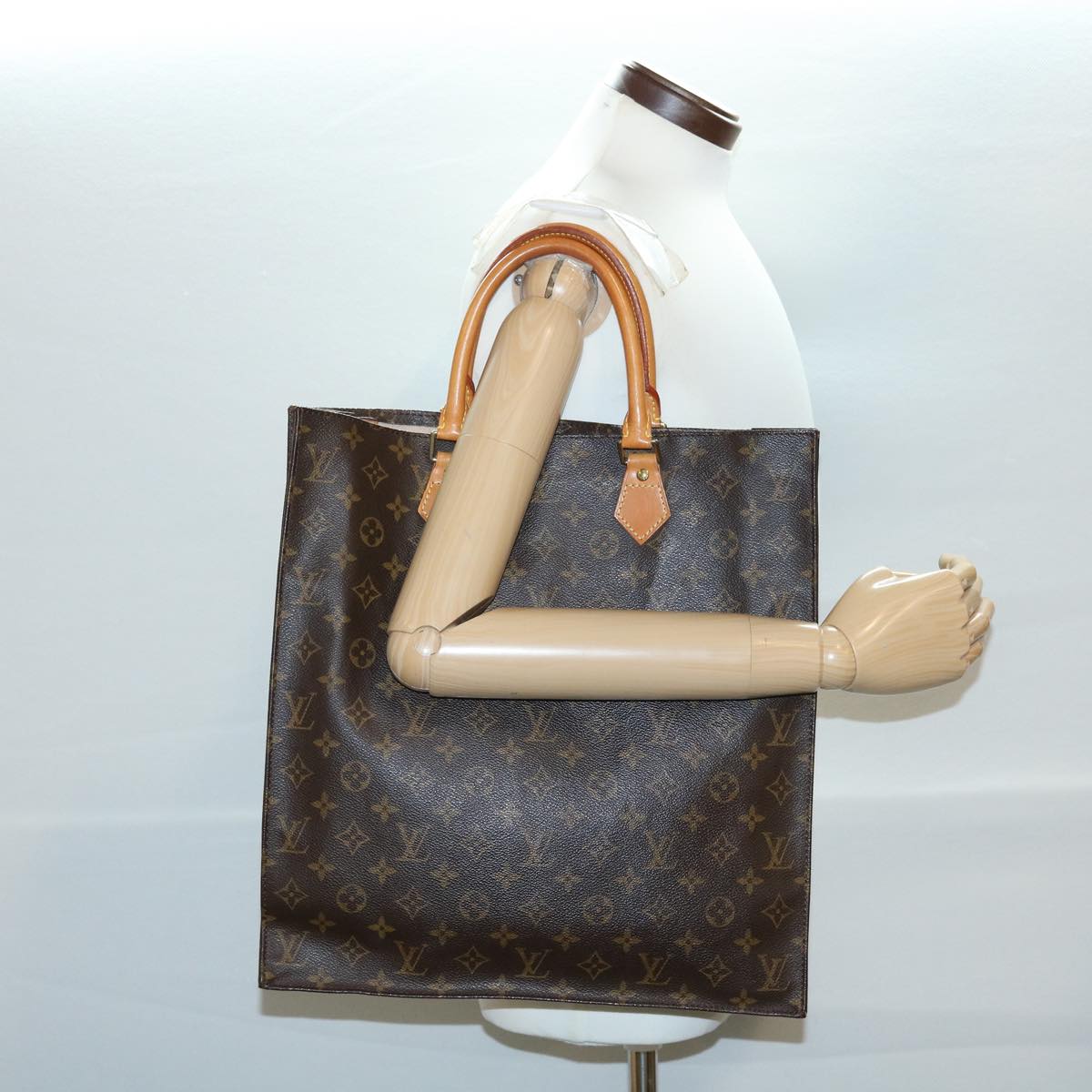 LOUIS VUITTON Monogram Sac Plat Hand Bag M51140 LV Auth rd3465