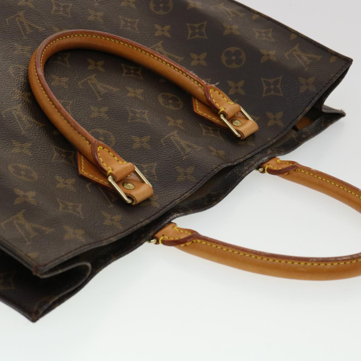 LOUIS VUITTON Monogram Sac Plat Hand Bag M51140 LV Auth rd3465