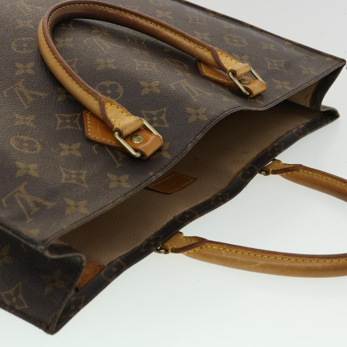 LOUIS VUITTON Monogram Sac Plat Hand Bag M51140 LV Auth rd3483