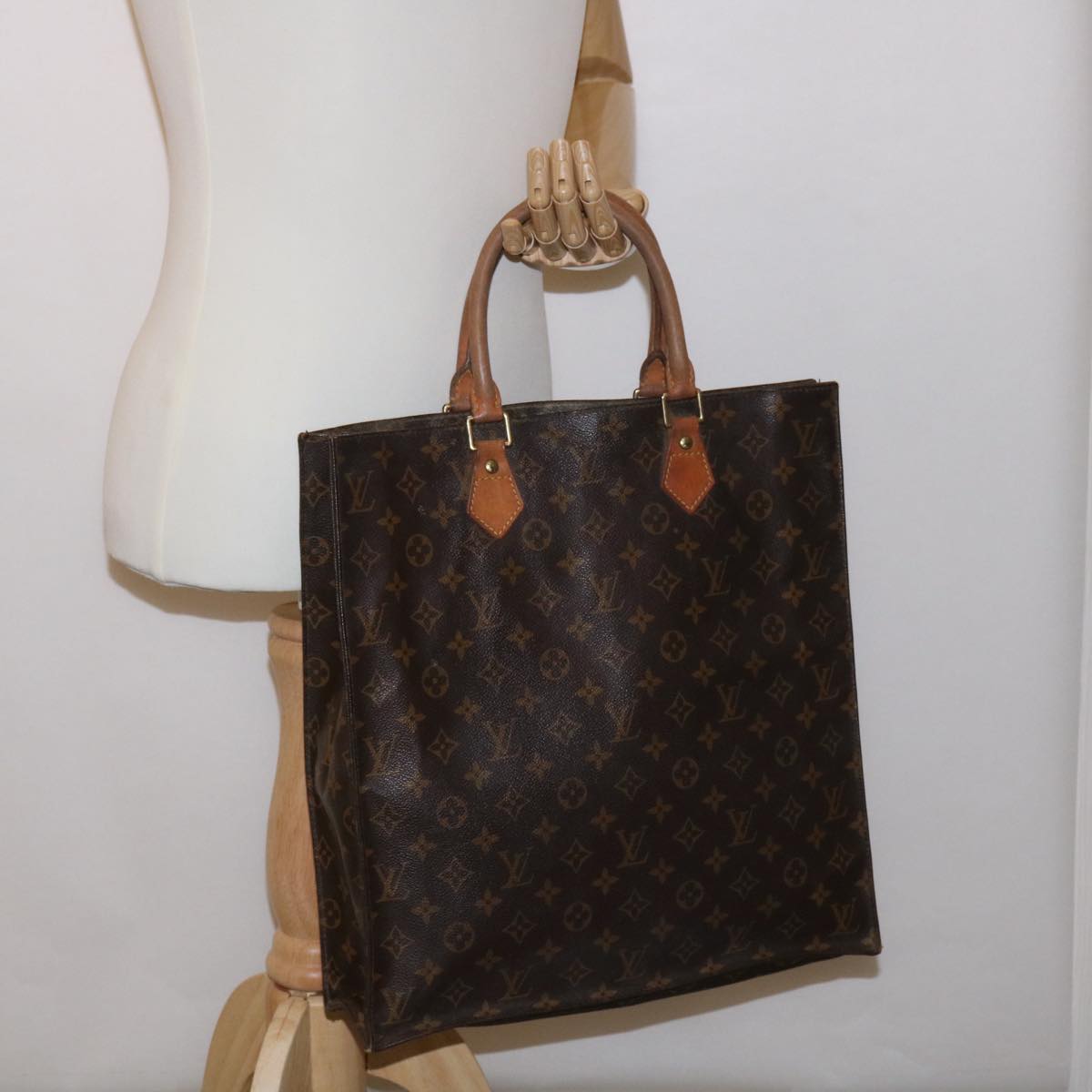 LOUIS VUITTON Monogram Sac Plat Hand Bag M51140 LV Auth rd3568