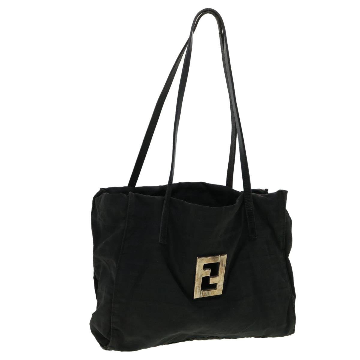 FENDI Zucca Canvas Tote Bag Nylon Black Auth rd3648