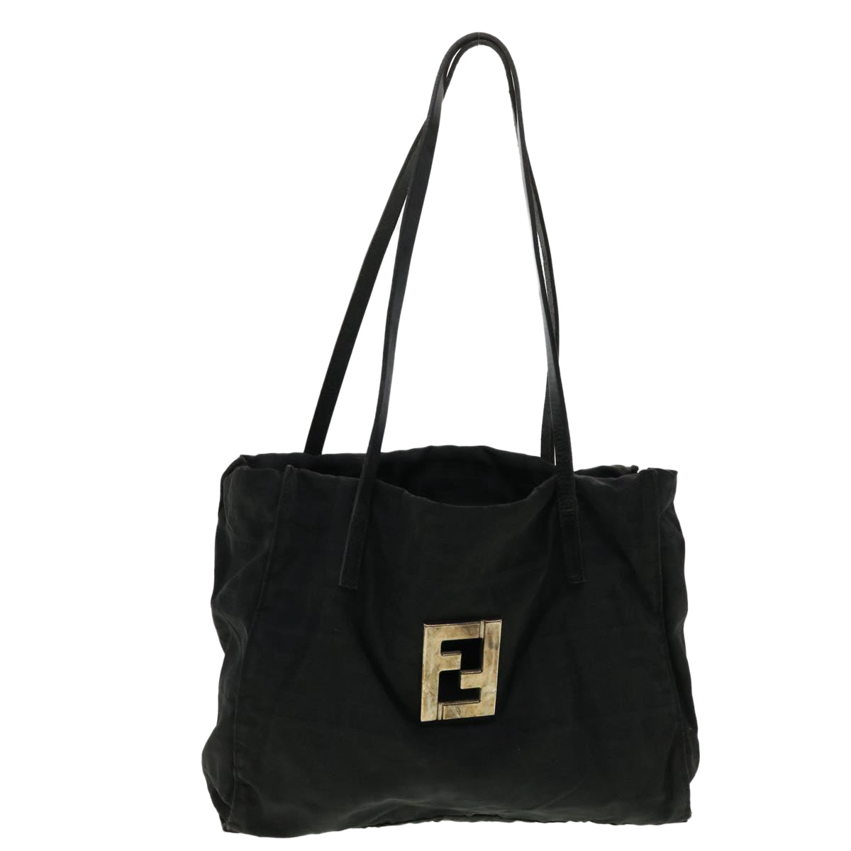 FENDI Zucca Canvas Tote Bag Nylon Black Auth rd3648