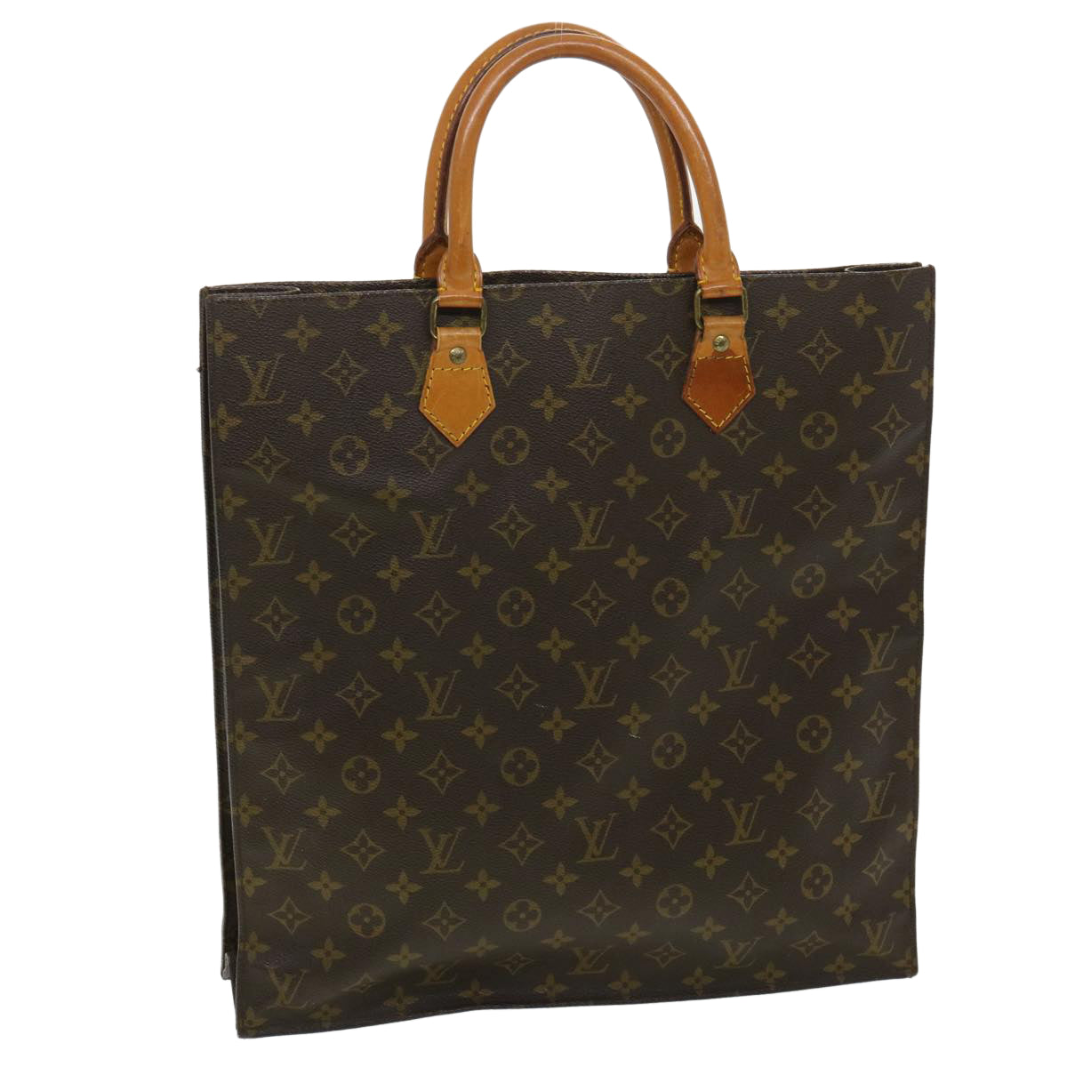 LOUIS VUITTON Monogram Sac Plat Hand Bag M51140 LV Auth rd3752