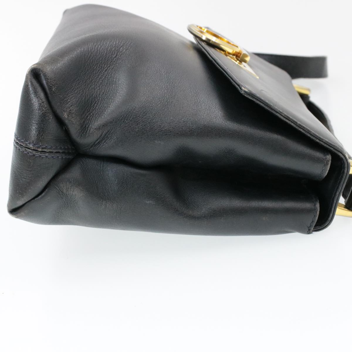 Salvatore Ferragamo Gancini Shoulder Bag Leather Black Auth rd386