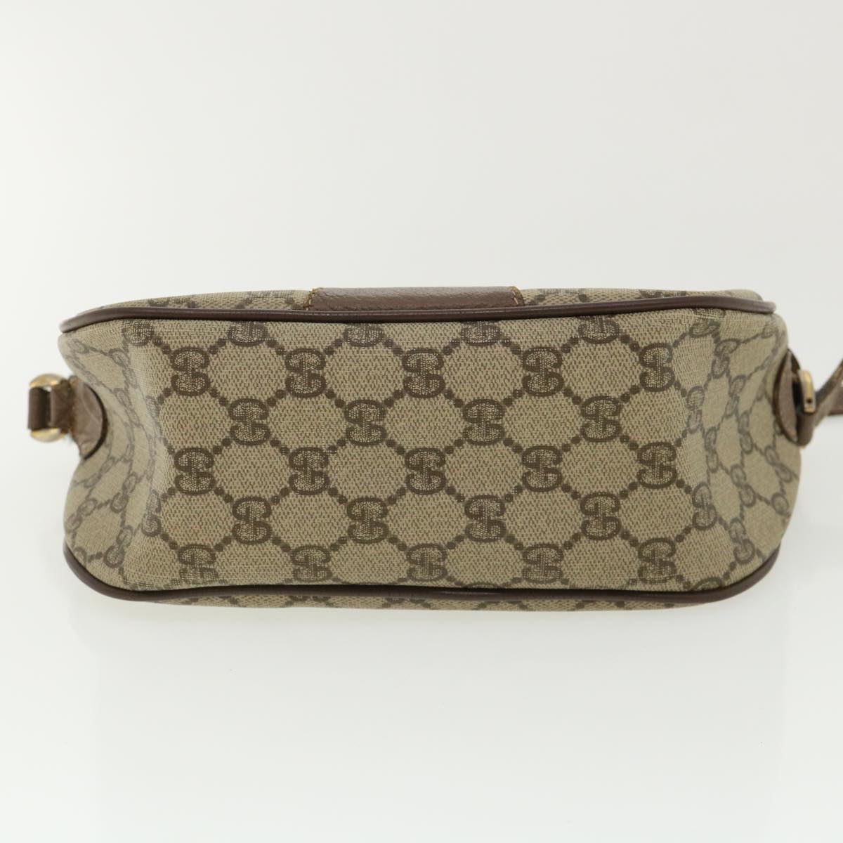 GUCCI Web Sherry Line GG Canvas Shoulder Bag PVC Leather Beige Green Auth rd3958