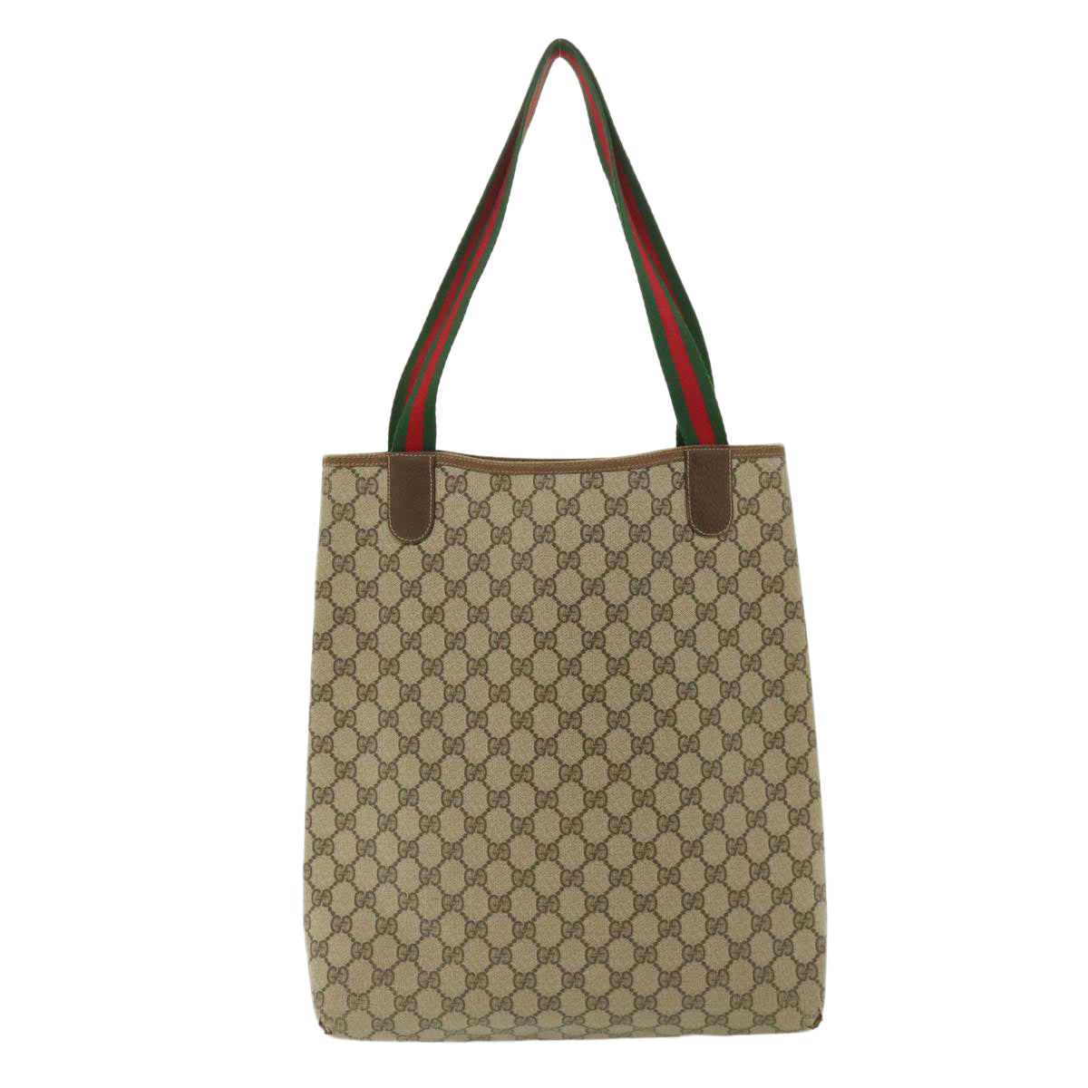 GUCCI Web Sherry Line GG Canvas Tote Bag PVC Leather Beige Green Red Auth rd3959 - 0