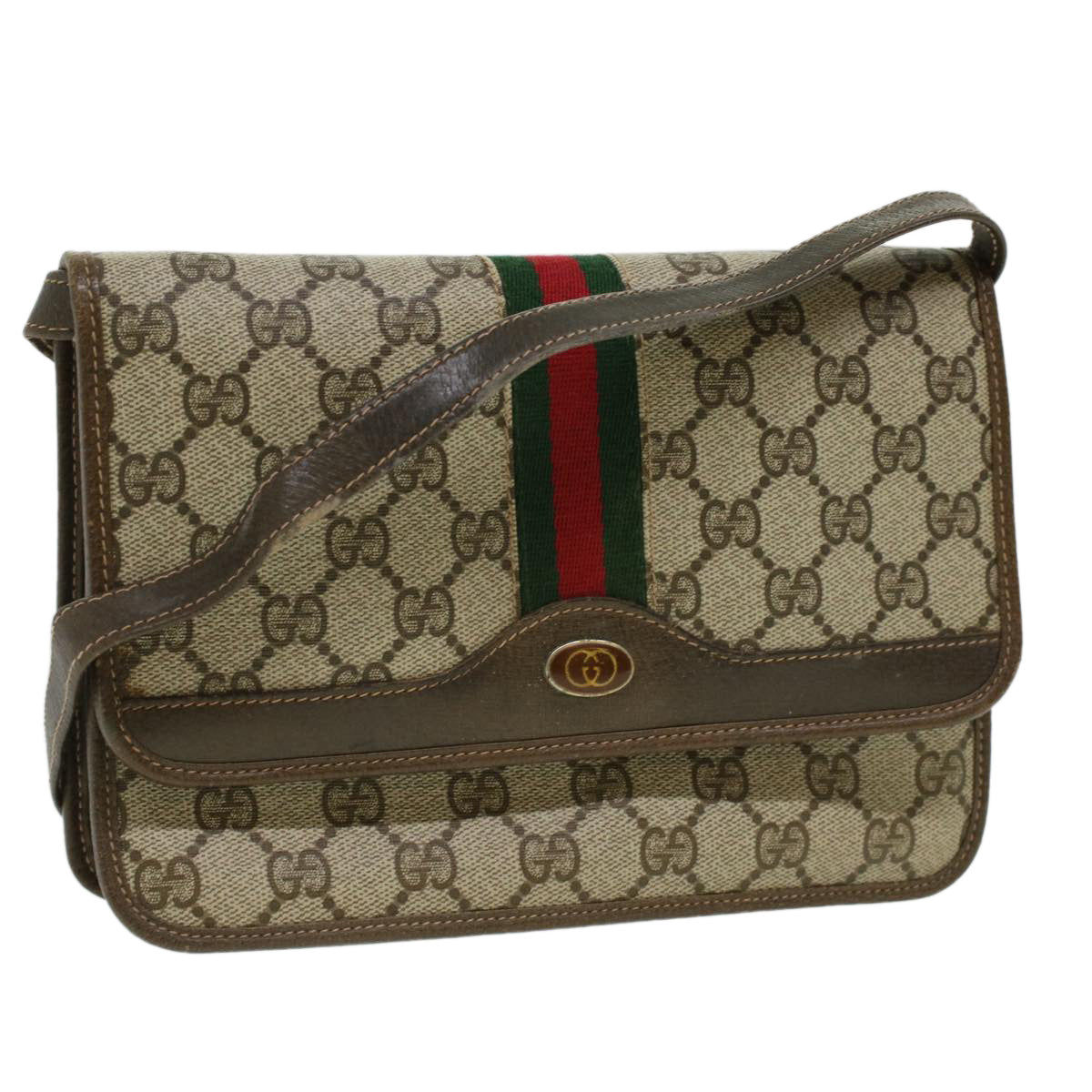 GUCCI GG Canvas Shoulder Bag Beige Auth rd3962