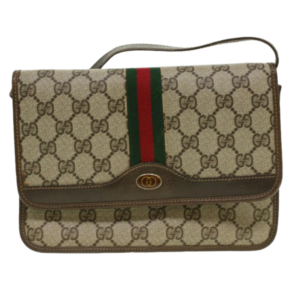 GUCCI GG Canvas Shoulder Bag Beige Auth rd3962