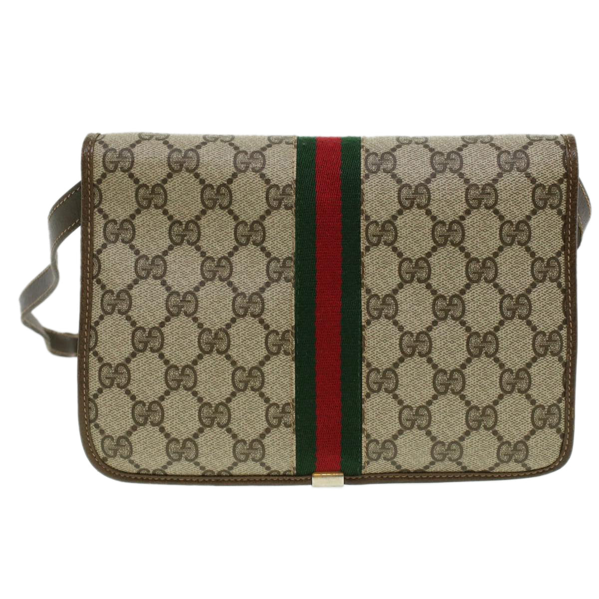 GUCCI GG Canvas Shoulder Bag Beige Auth rd3962