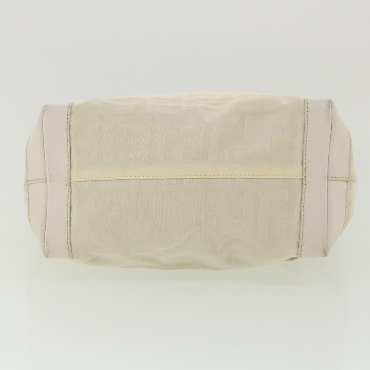 FENDI Zucca Canvas Hand Bag Nylon Leather White Auth rd3994