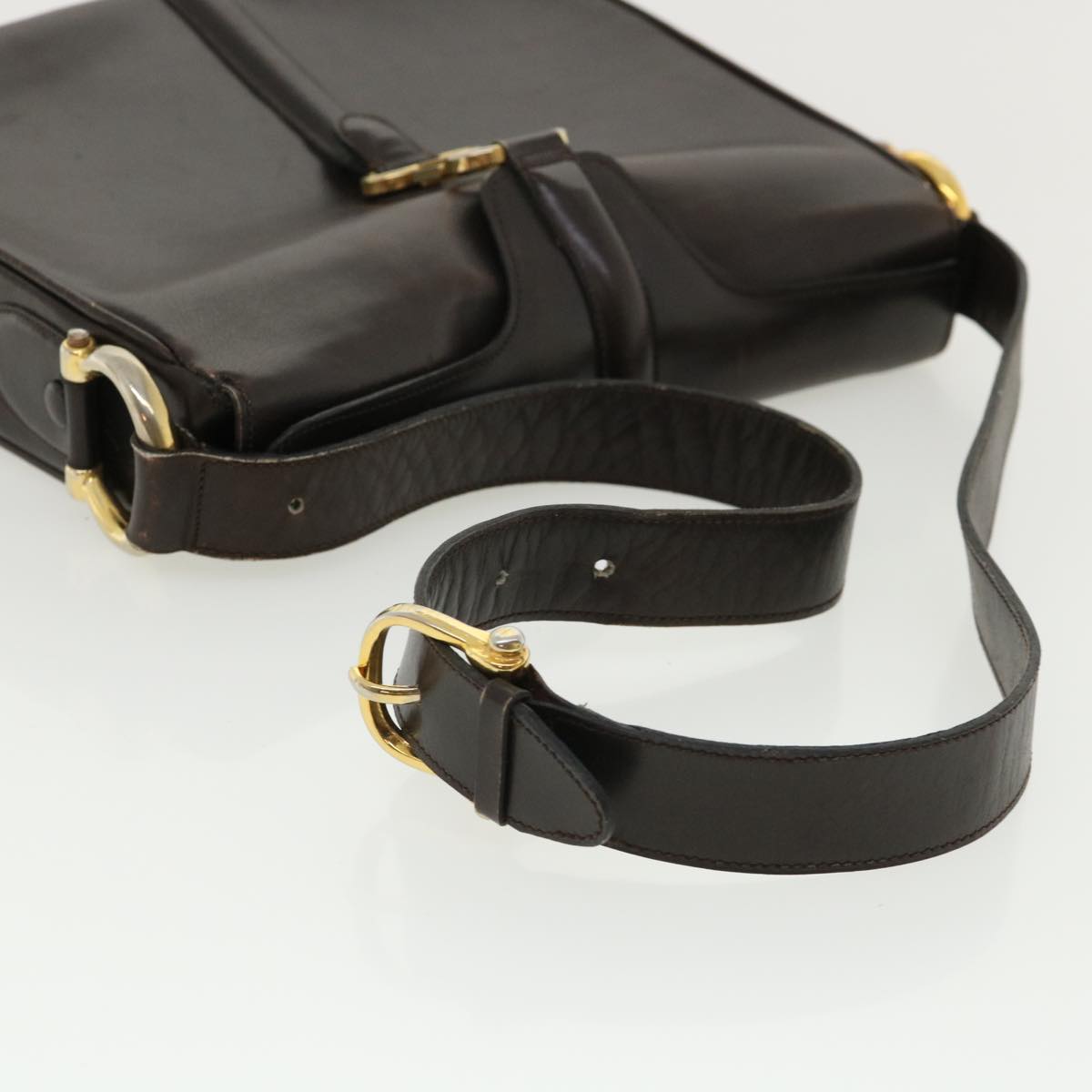 CELINE Shoulder Bag Leather Brown Auth rd4008