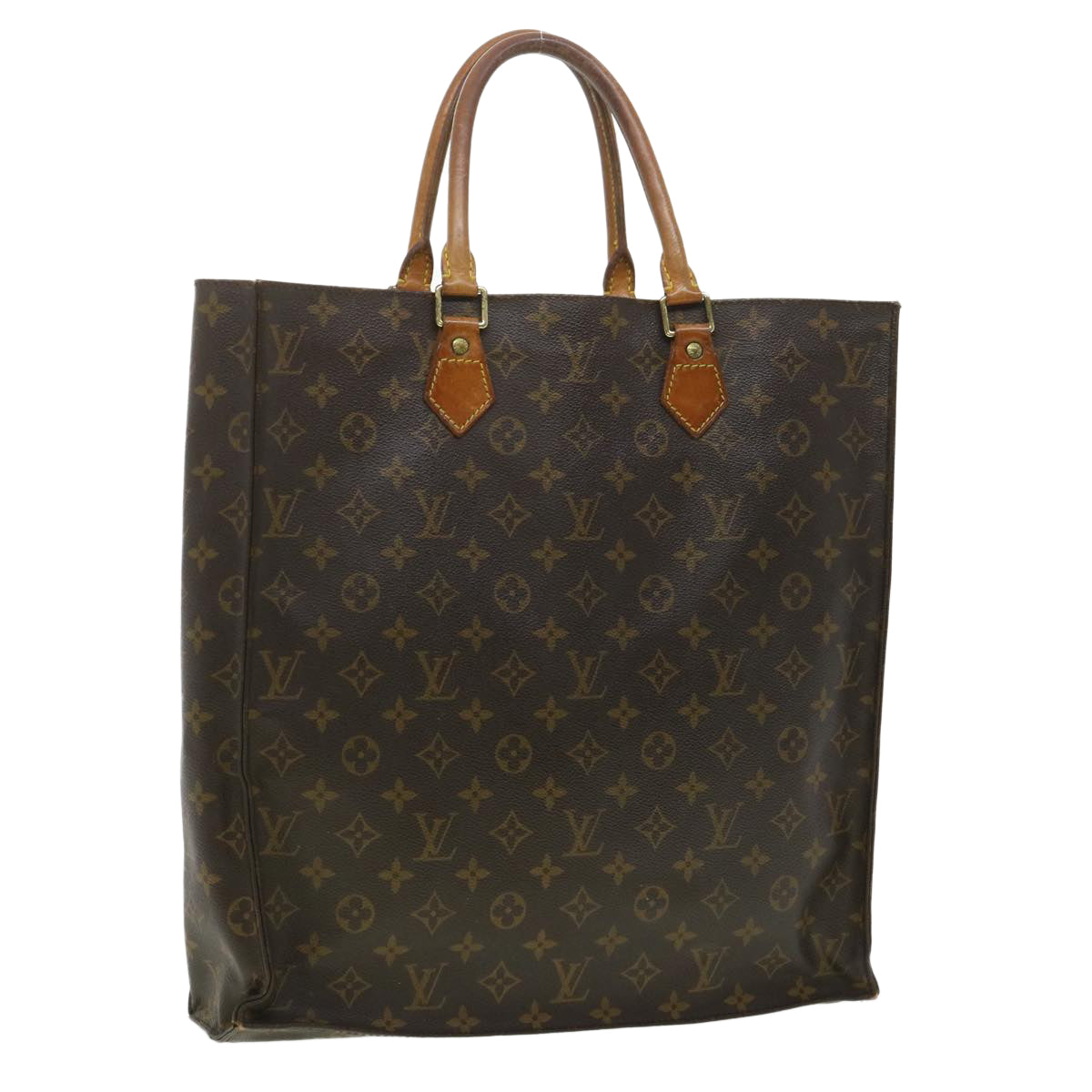 LOUIS VUITTON Monogram Sac Plat Hand Bag M51140 LV Auth rd4069