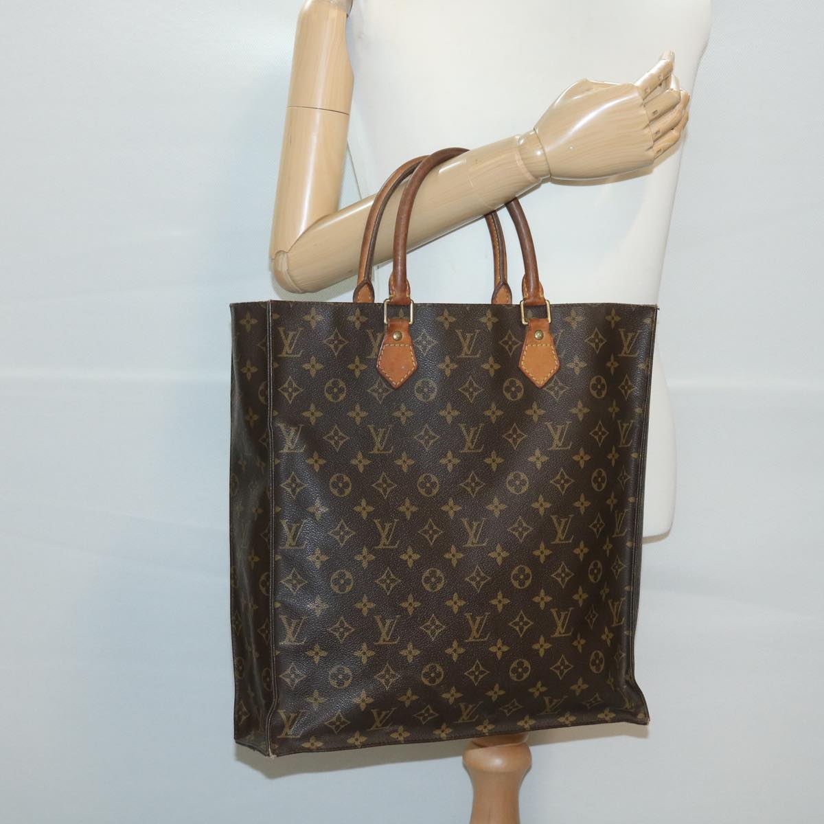 LOUIS VUITTON Monogram Sac Plat Hand Bag M51140 LV Auth rd4093