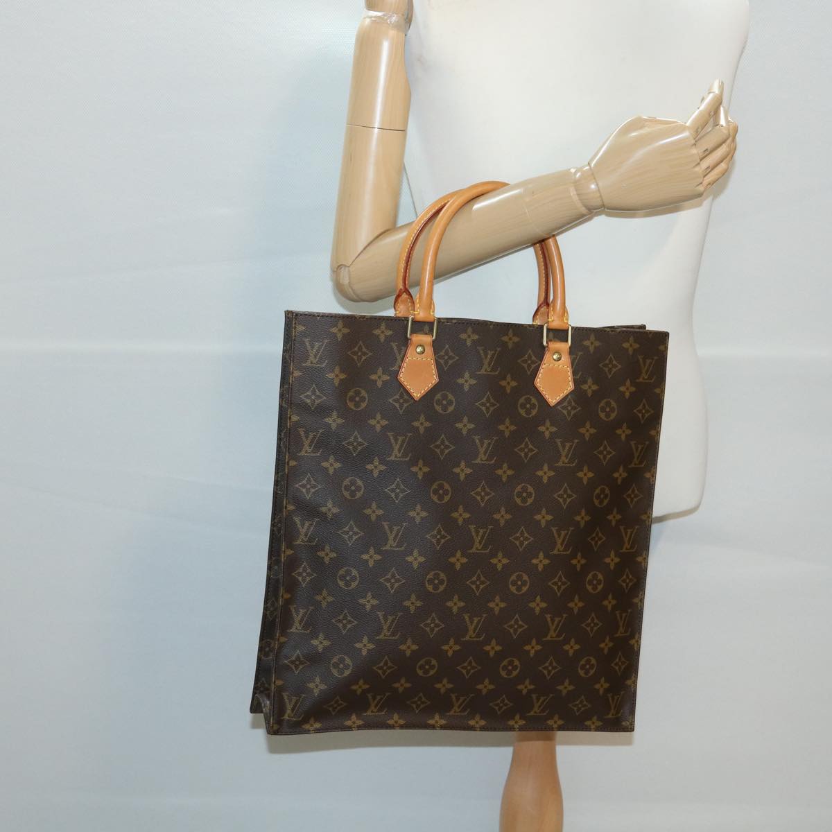 LOUIS VUITTON Monogram Sac Plat Hand Bag M51140 LV Auth rd4097