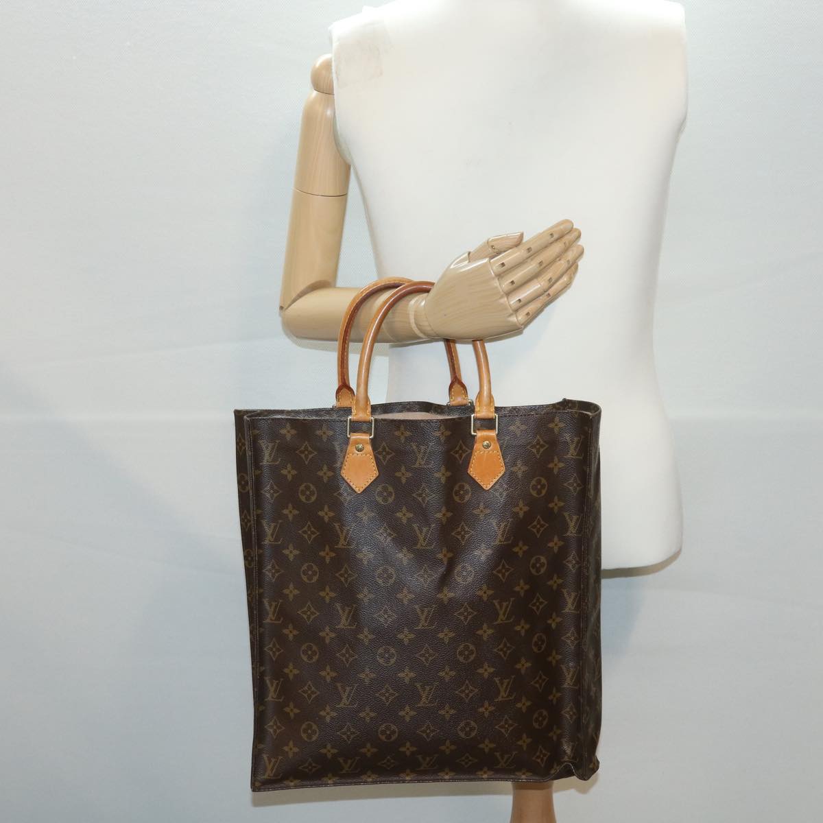 LOUIS VUITTON Monogram Sac Plat Hand Bag M51140 LV Auth rd4190