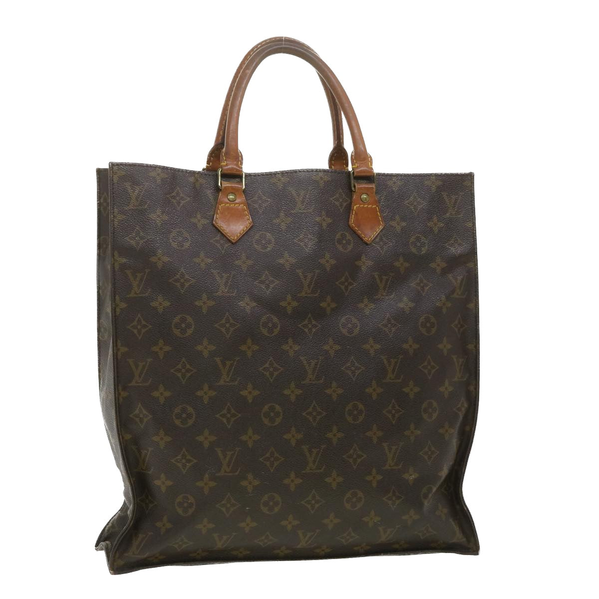 LOUIS VUITTON Monogram Sac Plat Hand Bag M51140 LV Auth rd4191