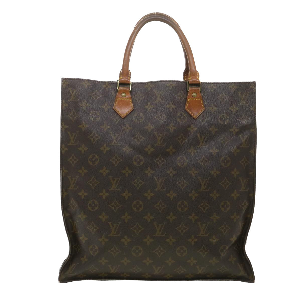 LOUIS VUITTON Monogram Sac Plat Hand Bag M51140 LV Auth rd4191