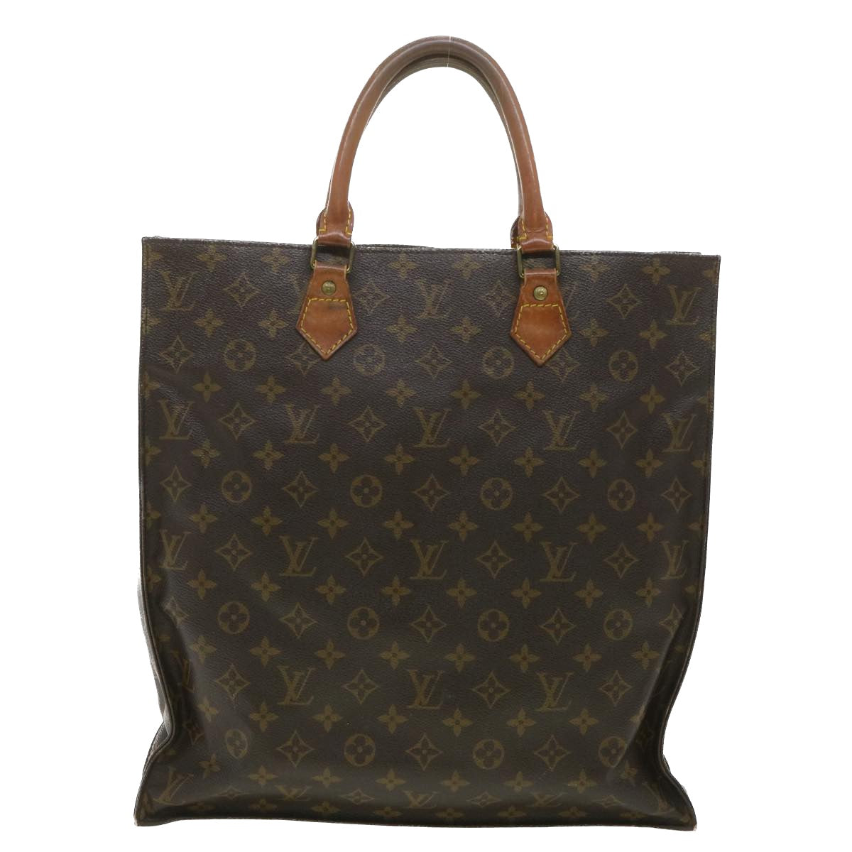 LOUIS VUITTON Monogram Sac Plat Hand Bag M51140 LV Auth rd4191