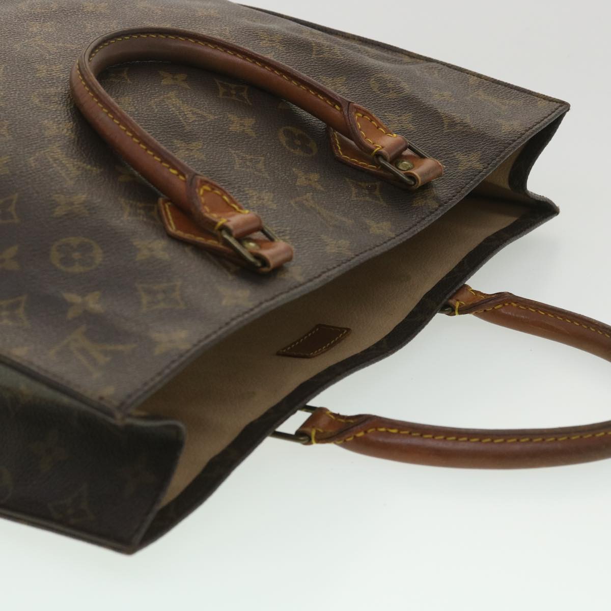 LOUIS VUITTON Monogram Sac Plat Hand Bag M51140 LV Auth rd4191