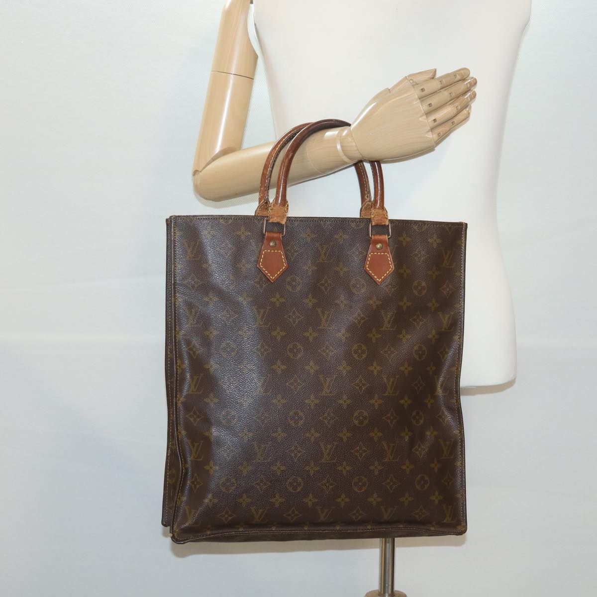 LOUIS VUITTON Monogram Sac Plat Hand Bag Vintage M51140 LV Auth rd4192