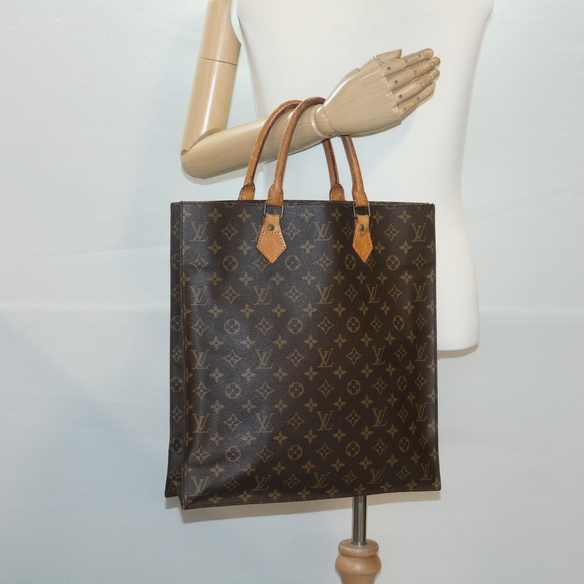 LOUIS VUITTON Monogram Sac Plat Hand Bag M51140 LV Auth rd4193