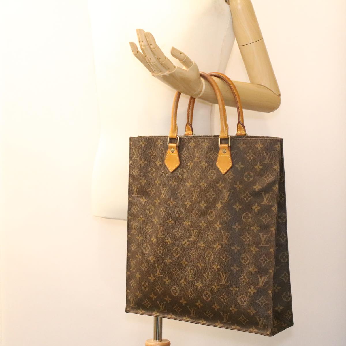 LOUIS VUITTON Monogram Sac Plat Hand Bag M51140 LV Auth rd4291