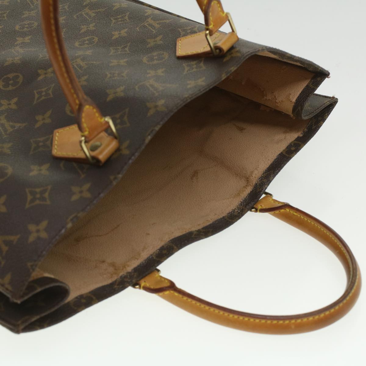 LOUIS VUITTON Monogram Sac Plat Hand Bag M51140 LV Auth rd4291