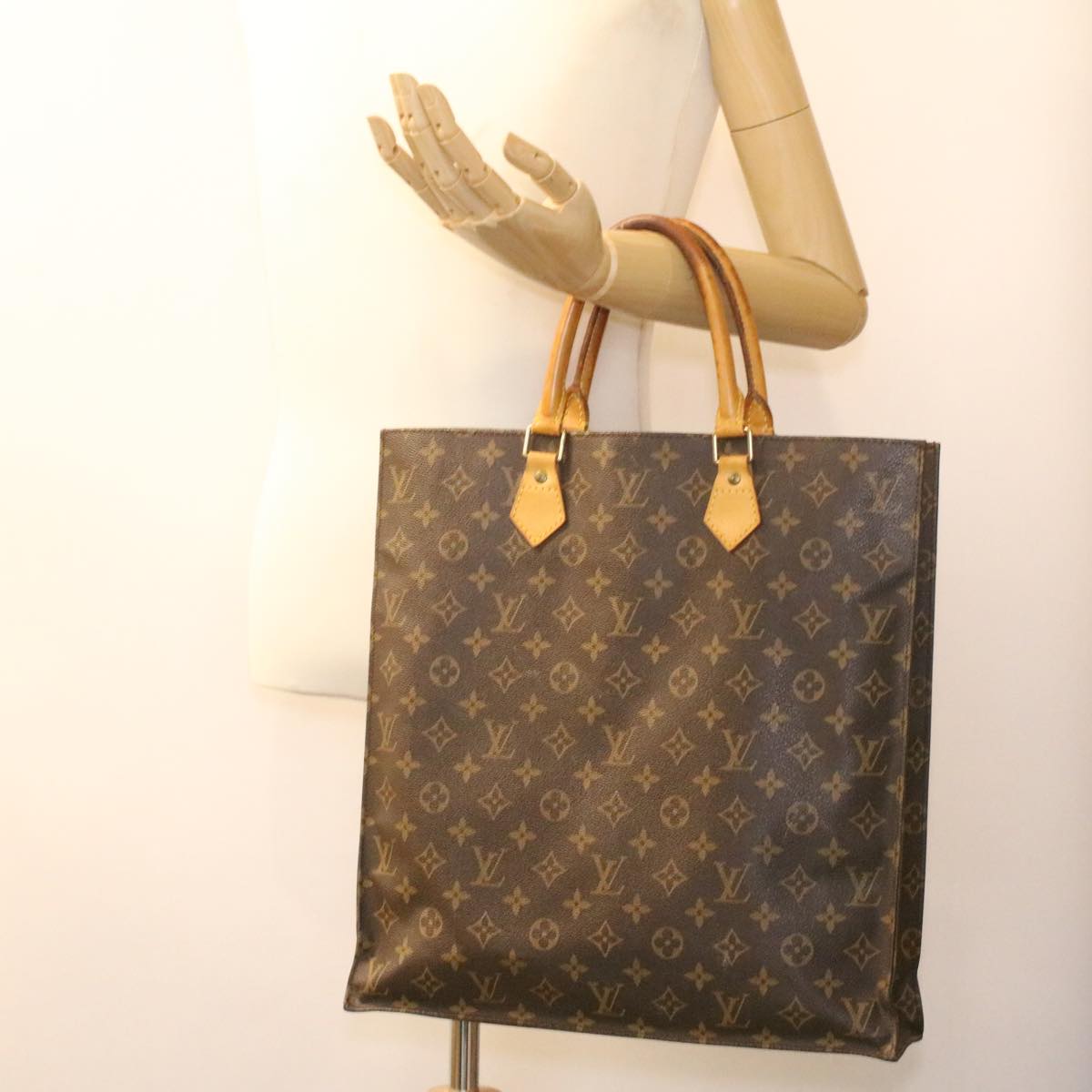 LOUIS VUITTON Monogram Sac Plat Hand Bag M51140 LV Auth rd4313