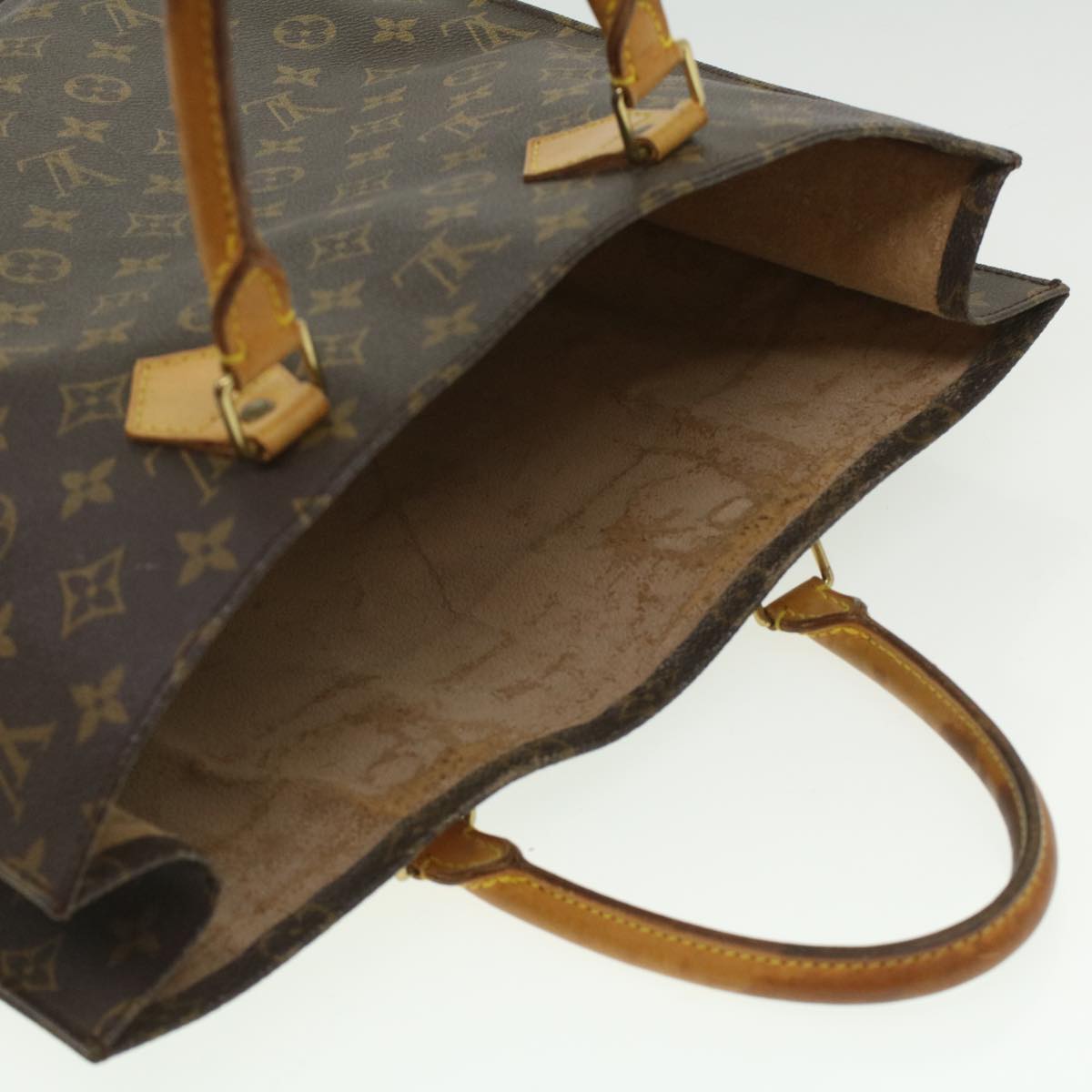 LOUIS VUITTON Monogram Sac Plat Hand Bag M51140 LV Auth rd4313