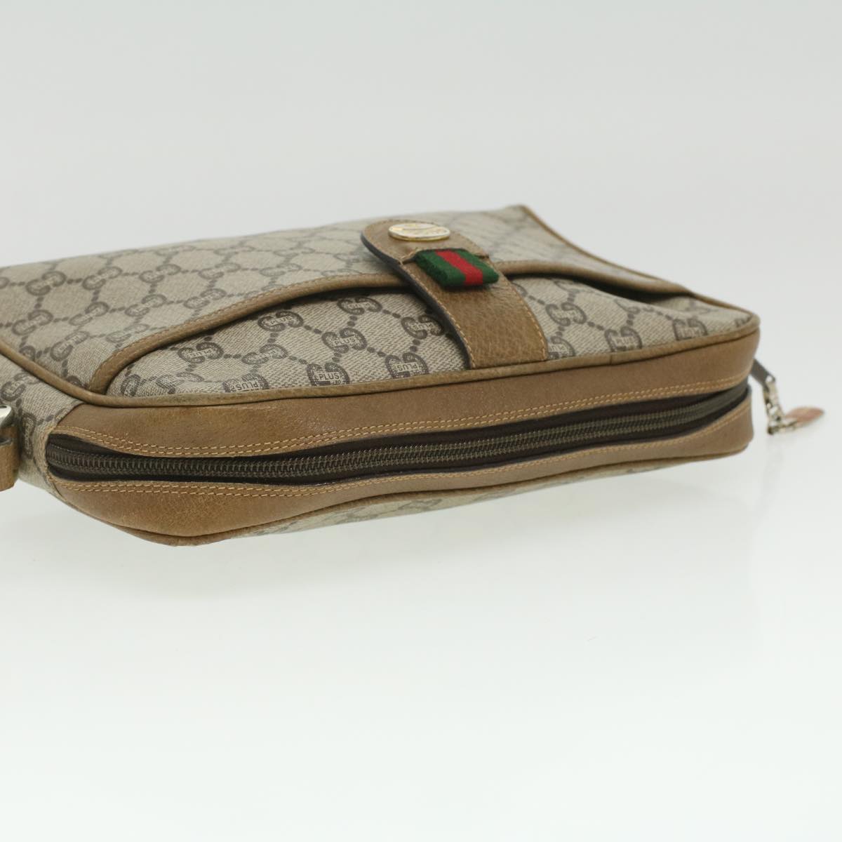 GUCCI GG PIus Canvas WebSherry Line Shoulder Bag Beige Red Green Auth rd4329