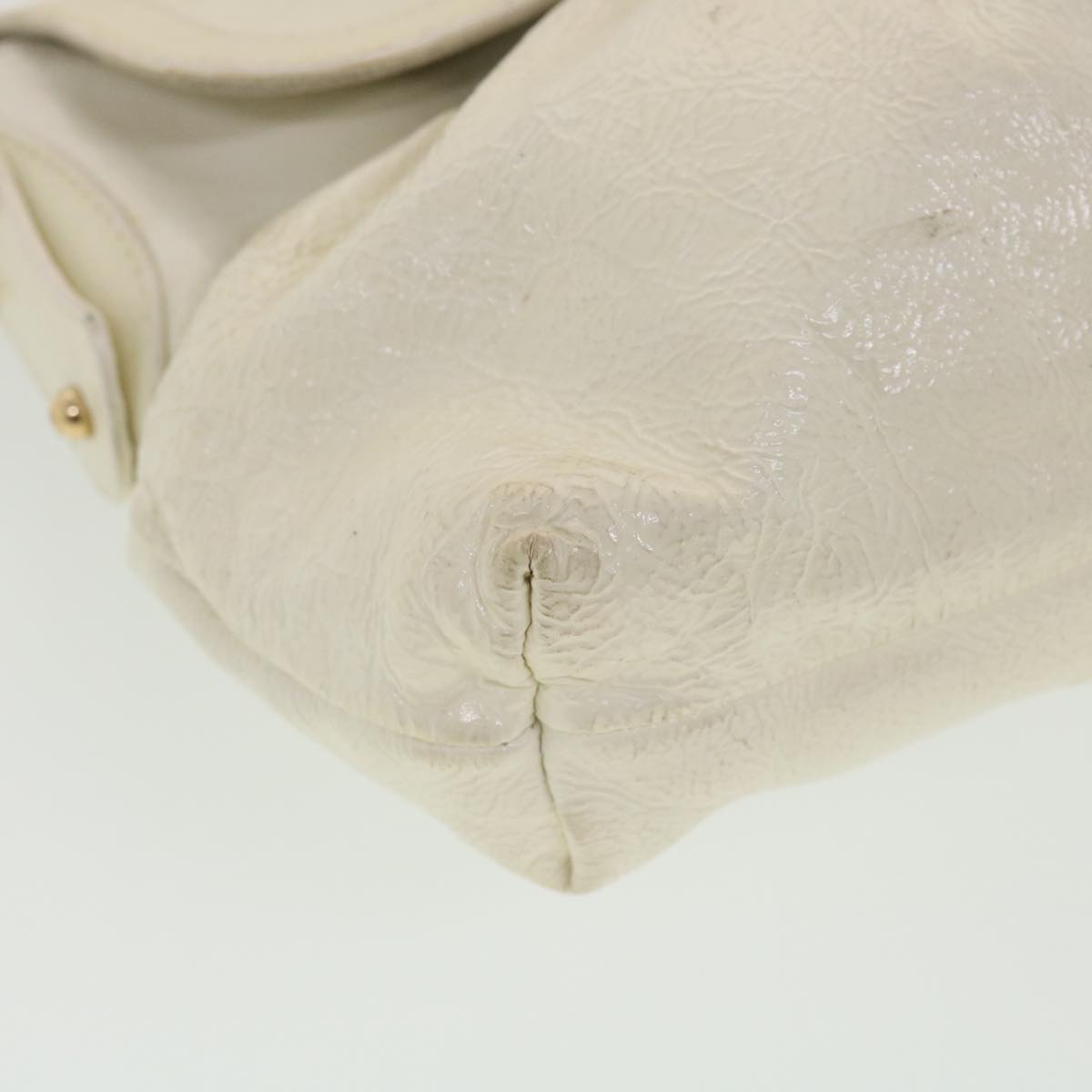 FENDI Shoulder Bag Leather White Auth rd4343
