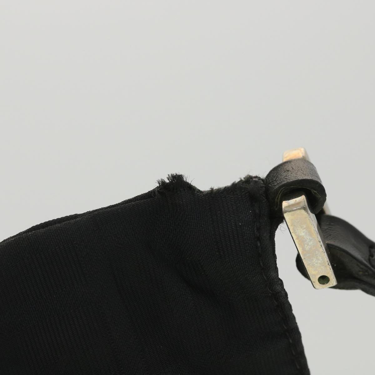 FENDI Zucca Canvas Shoulder Bag Nylon Black Auth rd4345