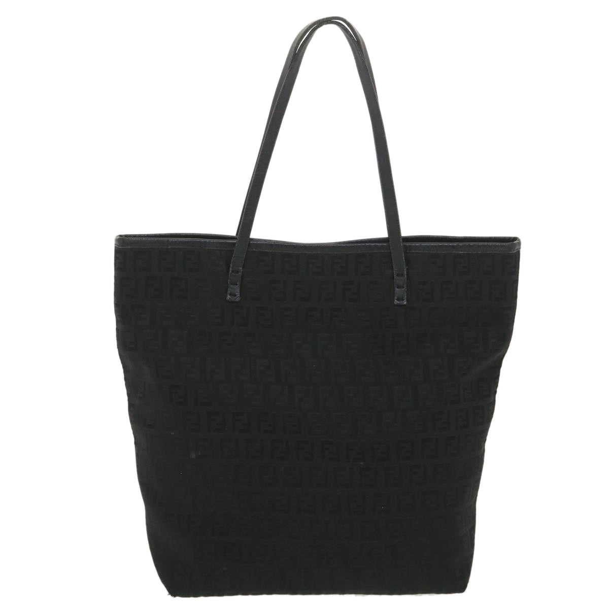 FENDI Zucchino Canvas Shoulder Bag Black Auth rd4347 - 0