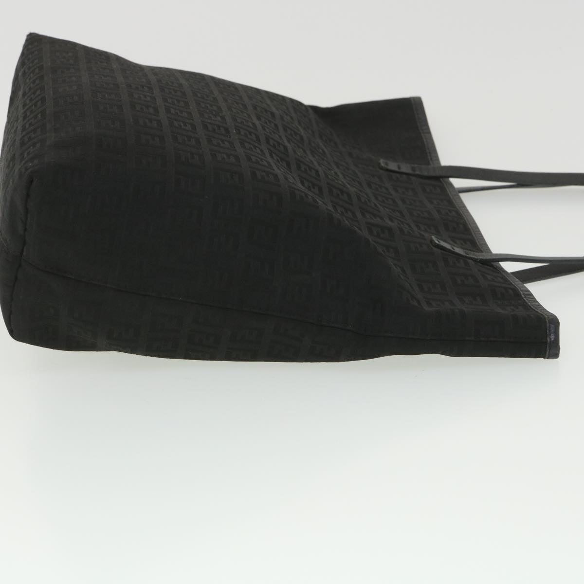 FENDI Zucchino Canvas Shoulder Bag Black Auth rd4347