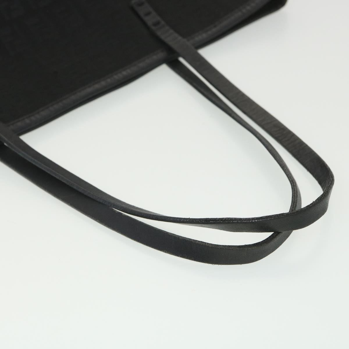 FENDI Zucchino Canvas Shoulder Bag Black Auth rd4347