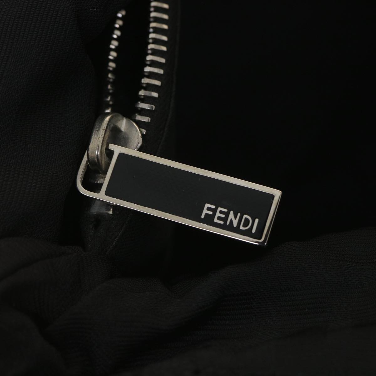 FENDI Zucca Canvas Shoulder Bag Nylon Black Auth rd4348