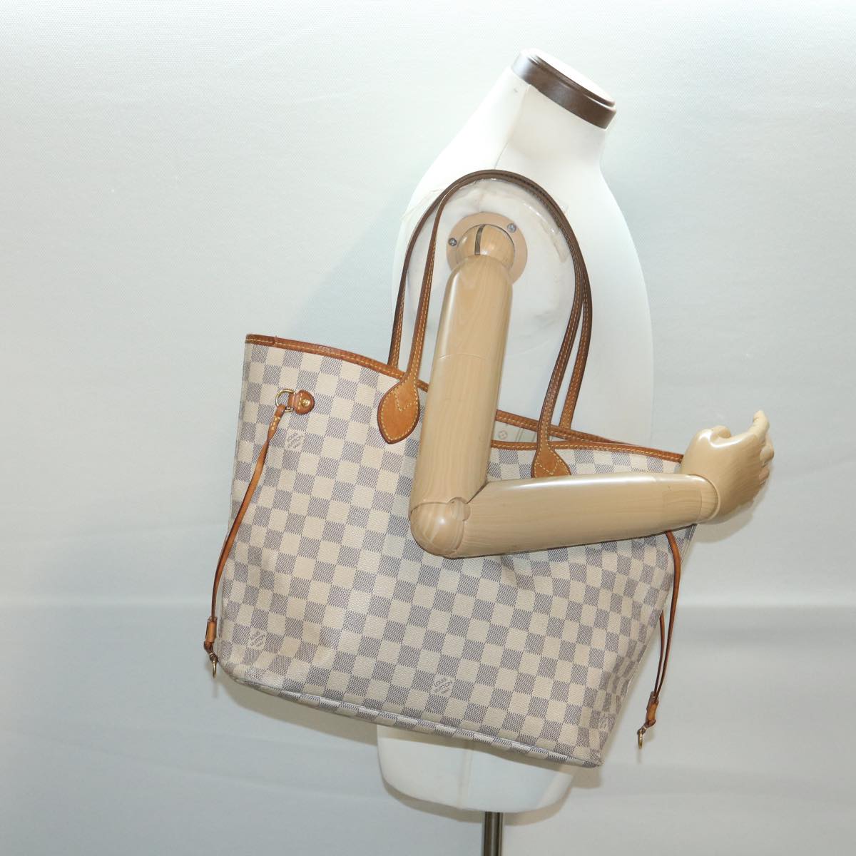 LOUIS VUITTON Damier Azur Neverfull MM Tote Bag N41605 LV Auth rd4361