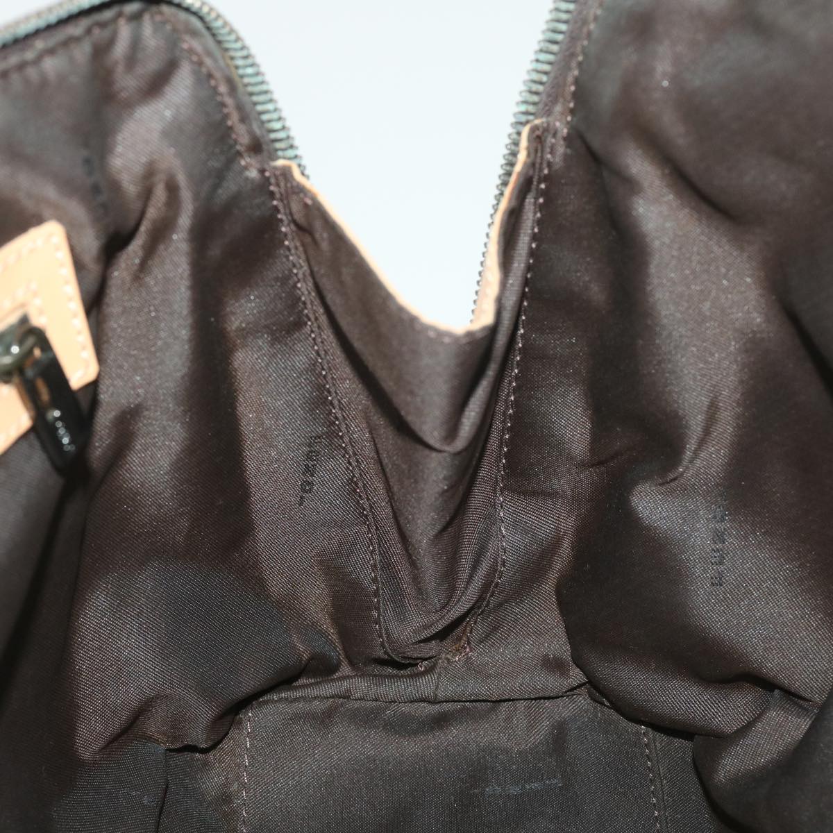 FENDI Zucchino Canvas Shoulder Bag Brown Beige Auth rd4382