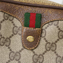 GUCCI Web Sherry Line GG Canvas Shoulder Bag PVC Leather Beige Green Auth rd4502-18