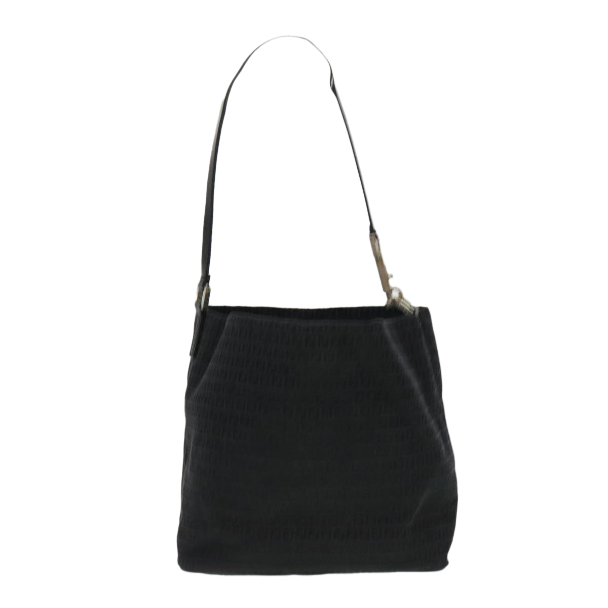 FENDI Zucchino Canvas Shoulder Bag Black Auth rd4513 - 0