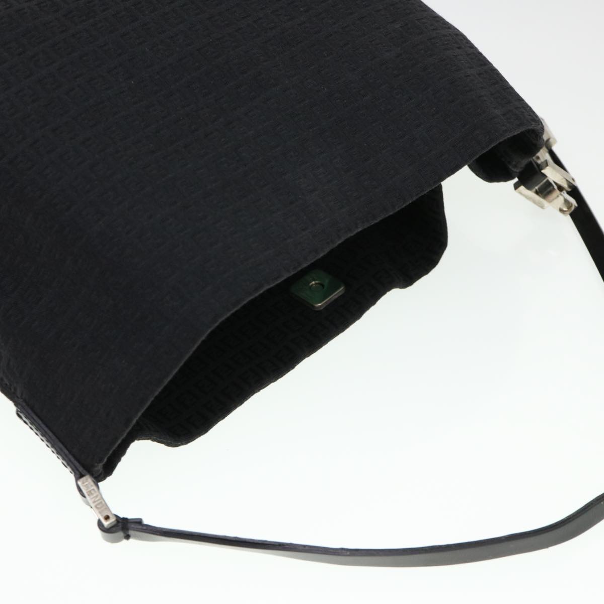 FENDI Zucchino Canvas Shoulder Bag Black Auth rd4513
