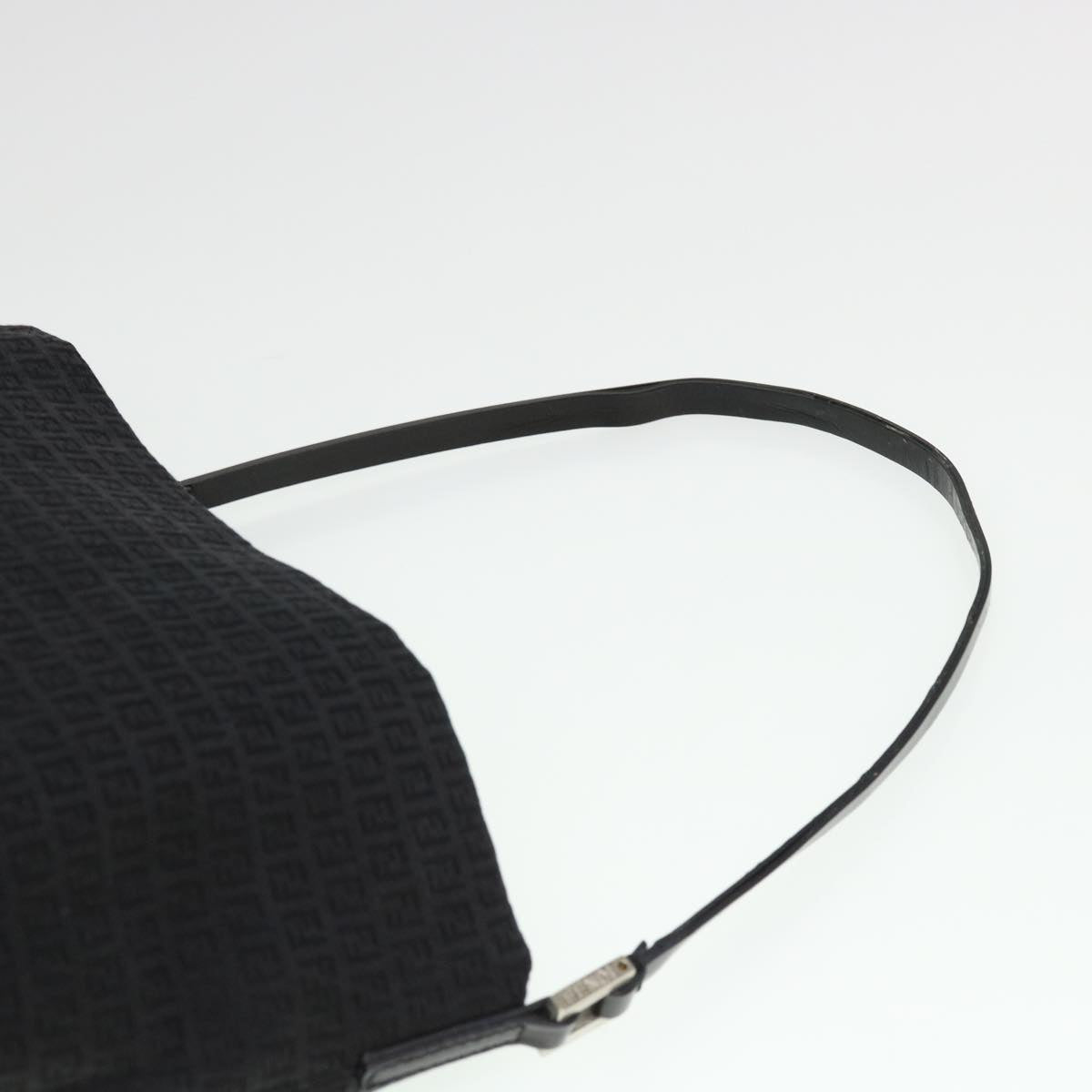 FENDI Zucchino Canvas Shoulder Bag Black Auth rd4513