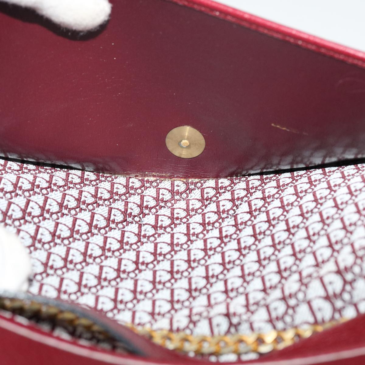 Christian Dior Chain Shoulder Bag Leather Red Auth rd4545