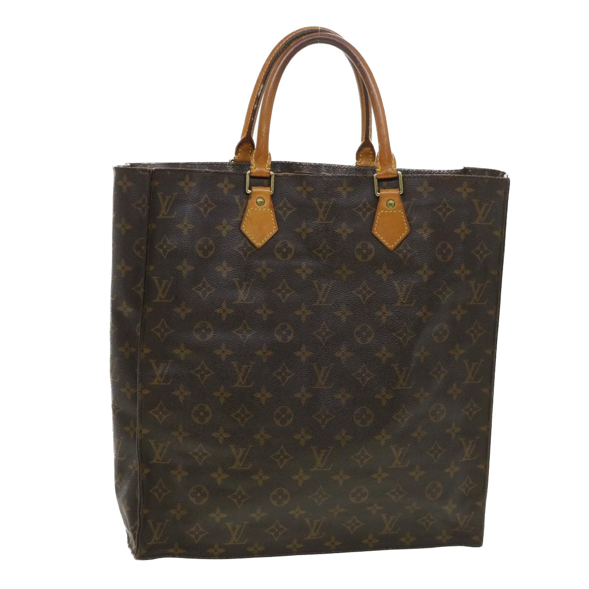 LOUIS VUITTON Monogram Sac Plat Hand Bag M51140 LV Auth rd4666